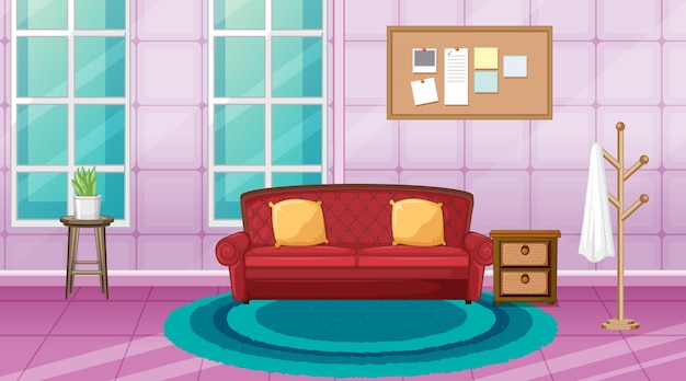 Living room interior design with furniture