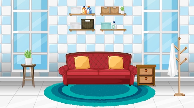 Living room interior design with furniture