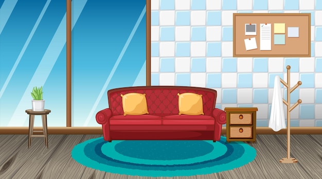 Living room interior design with furniture