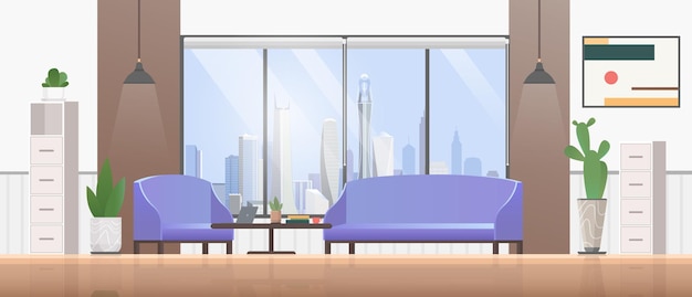 Vector living room interior flat design illustration.