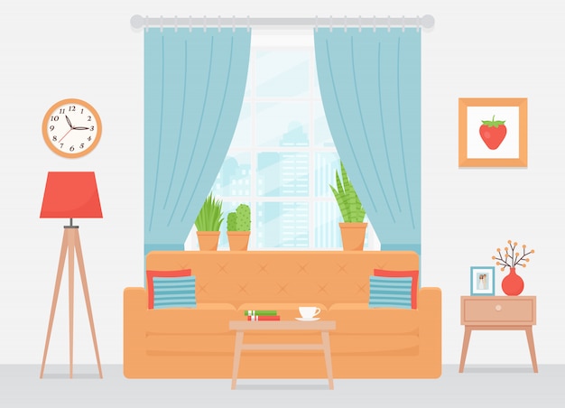 Living room interior. illustration. flat design.