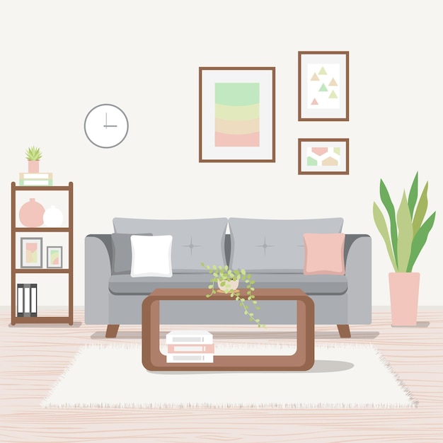 Living room interior illustration