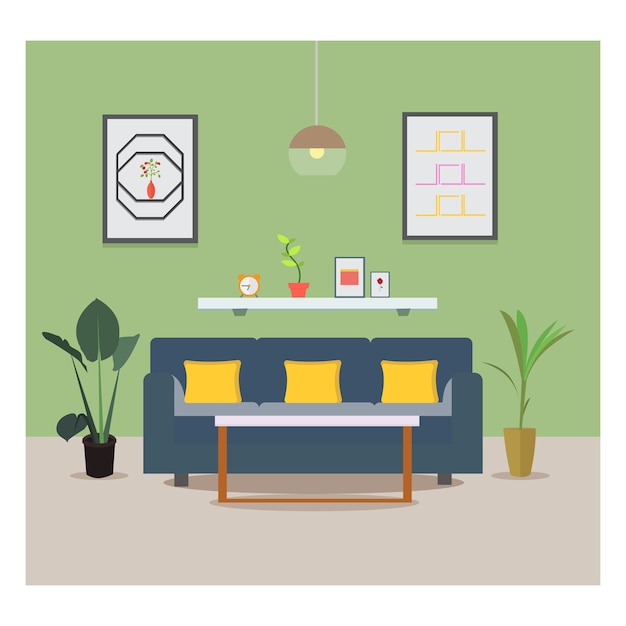 Vector living room minimalist with style flat design