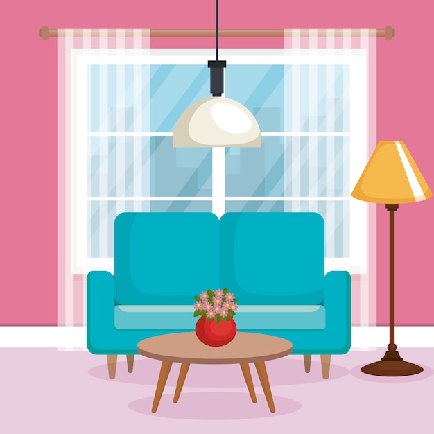 Vector living room scene icon