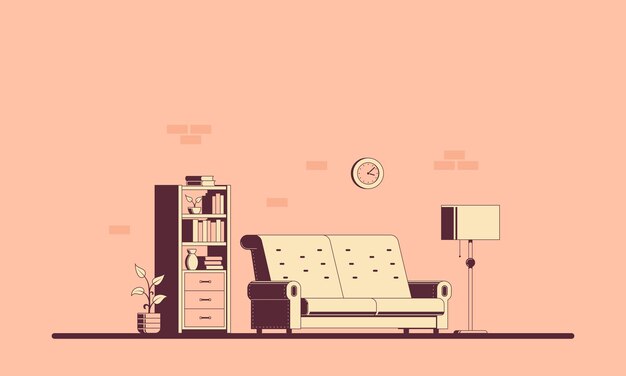 Living room with furniture. flat style interior illustration