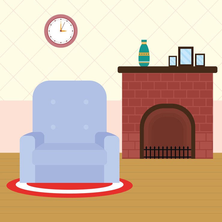 Vector living room with furniture illustration