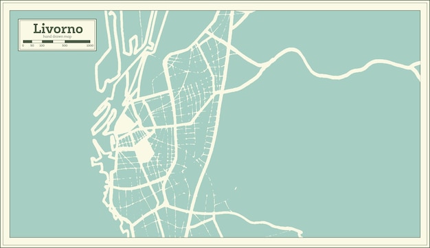 Livorno Italy City Map in Retro Style Outline Map