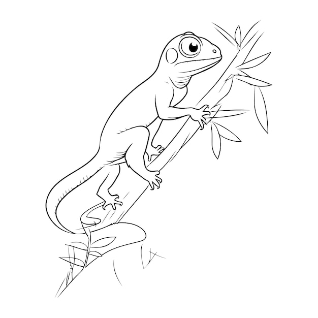 Lizard on a branch sketch for your design Vector illustration