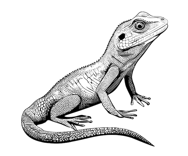 手描きのトカゲのスケッチ ベクトルイラスト 動物の爬虫類