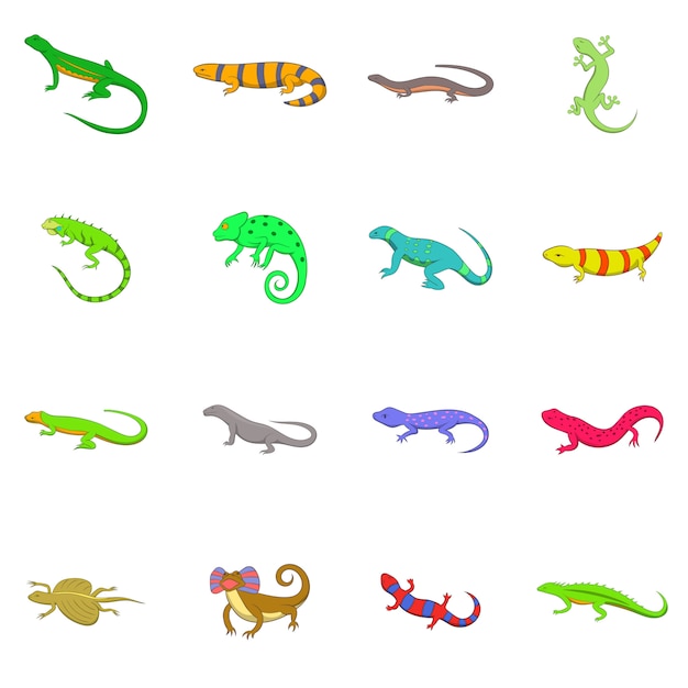 Lizard icons set