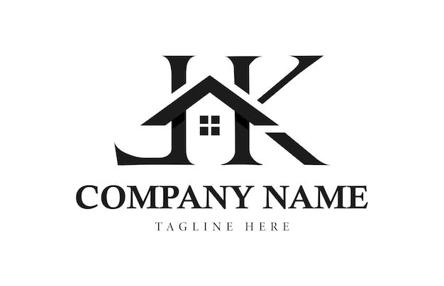 Modello di progettazione del logo della casa o della lettera della casa immobiliare lk