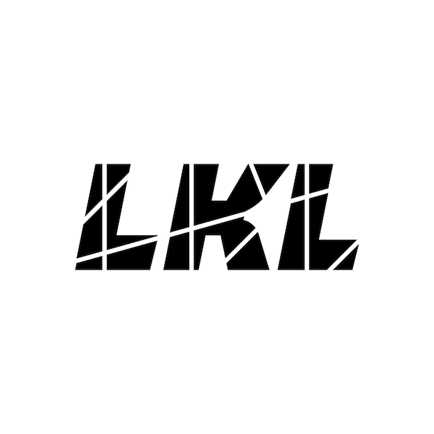 Lkl typography merknaam vector icoon met leaser licht effect