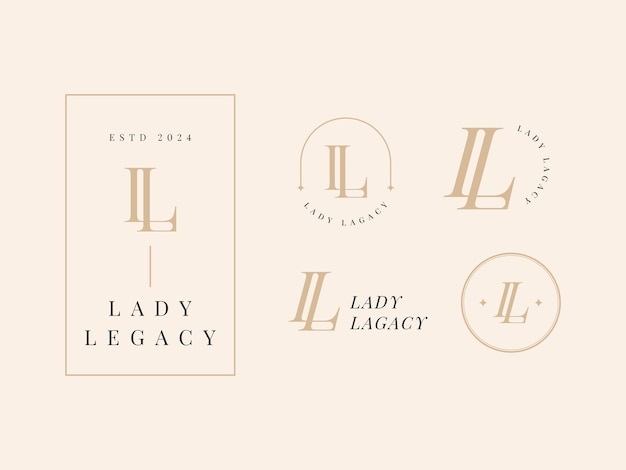 Vettore ll lady legacy lady preneur logo bundle