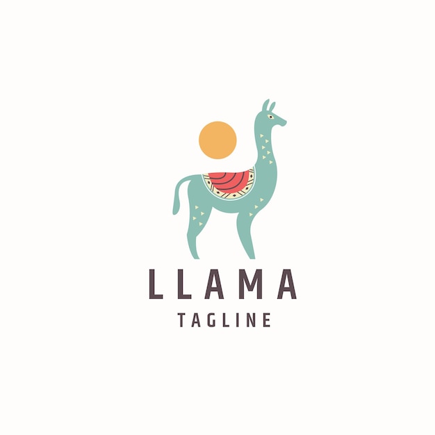 Llama or alpaca animal logo icon design template flat vector