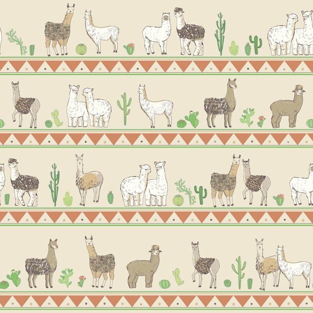 Llama alpaca seamless vector pattern