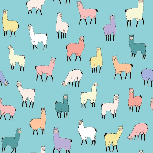 Llama alpaca seamless vector pattern