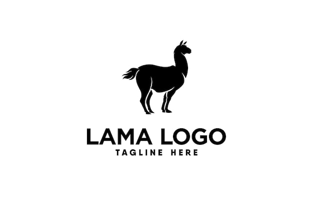 llama animal vector logo in silhouette style