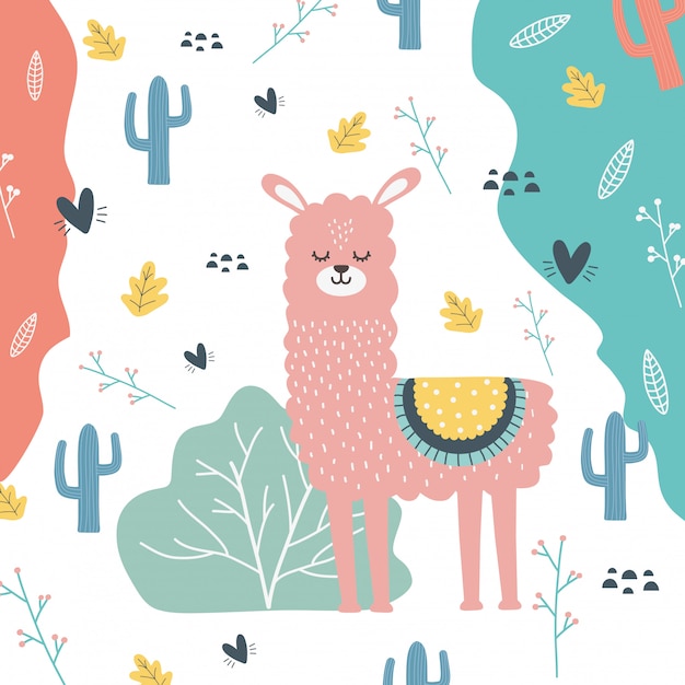 Llama cartoon design vector illustration