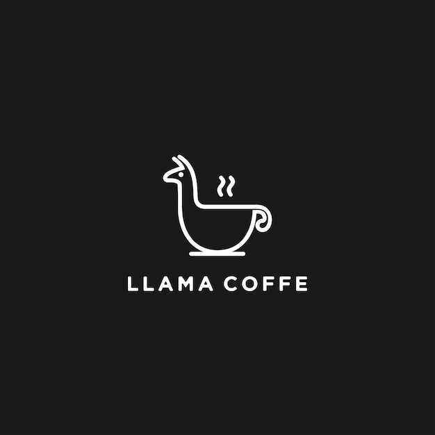 ラマ コーヒー ロゴ デザイン テンプレート