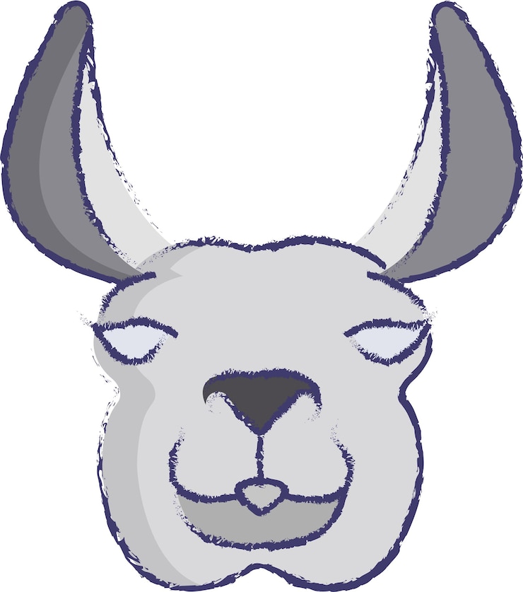 वेक्टर llama face hand drawn vector illustration
