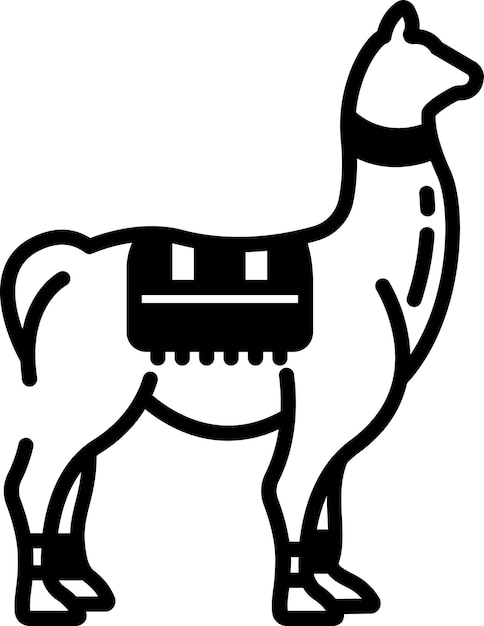 Llama glyph and line vector illustration