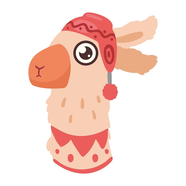 Vector llama perubian wearing hat character