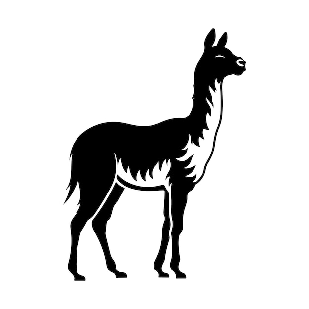 Vector llama silhouette clipart on a white background