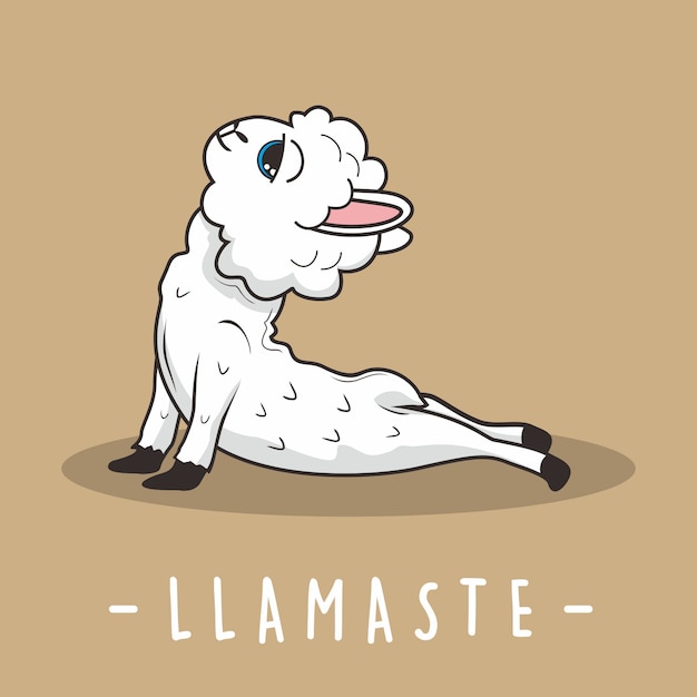 Llama Yoga Cartoon Llamaste Альпака Бхуджангасана Поза