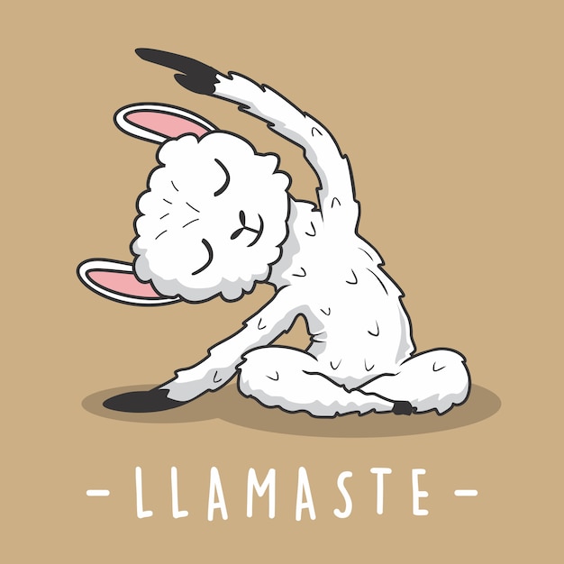 Llama yoga cartoon llamaste meditation alpaca stretch