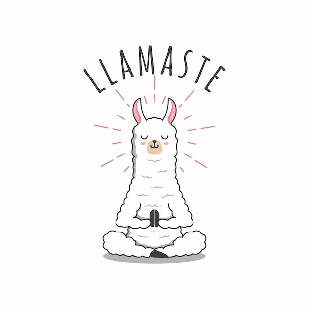 Vector llama yoga pose drawing