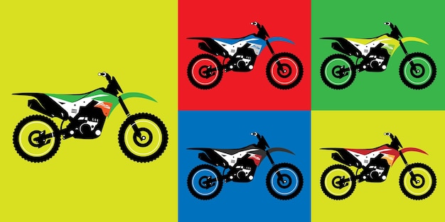 Vector lllustration set of motocross vector or offroad motorcycle racing in various color for logo