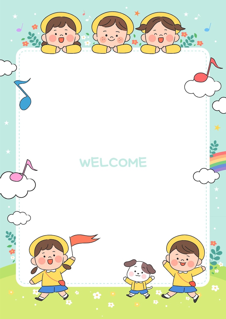 Vector 漫画の幼稚園のイラスト子供とフレームのかわいいフレーム