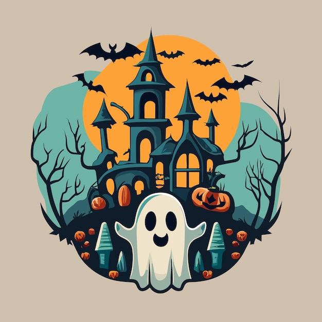 Иллюстрация векторного дизайна Хэллоуина-призрака Хэллоуина идеально подходит для пригласительных плакатов