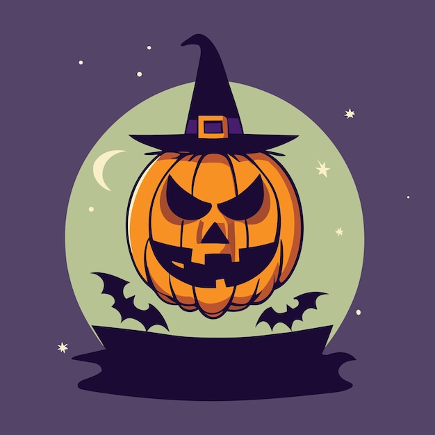 Вектор Иллюстрация векторного дизайна spooky halloween pumpkin halloween идеально подходит для пригласительных плакатов