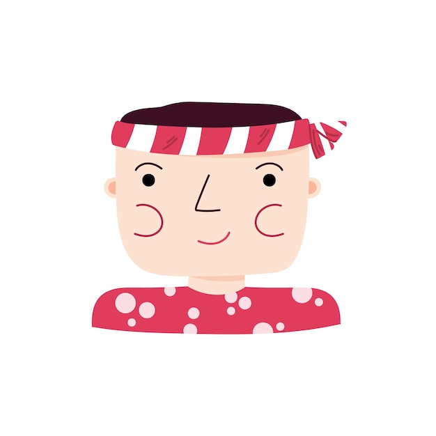 Llustration with cute flat sushi chef on a white background