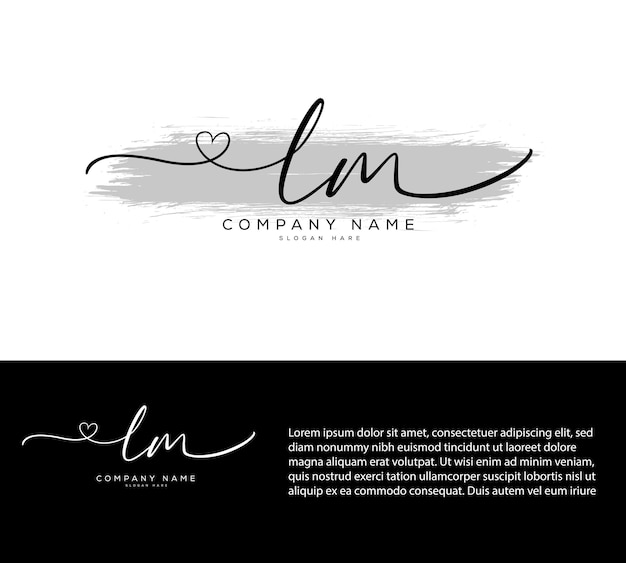 lm l m initial Signature logo with heart vector logo