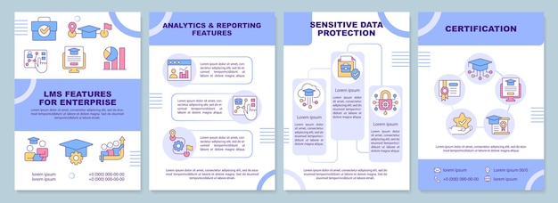 Lms features for enterprise blue brochure template