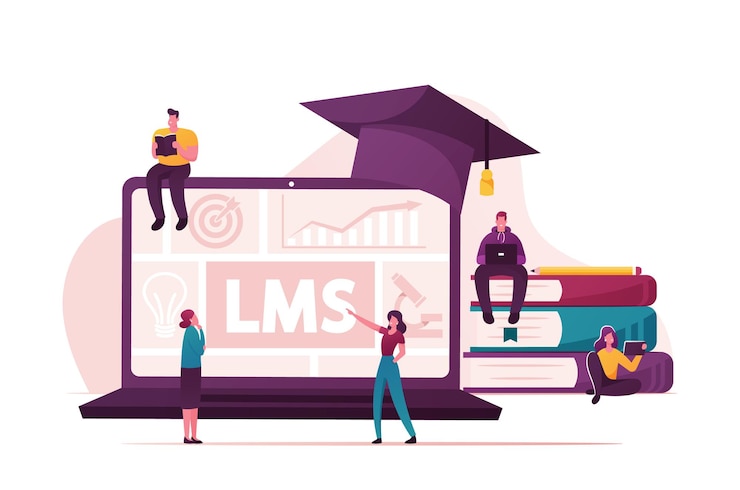 वेक्टर lms, learning management system concept.