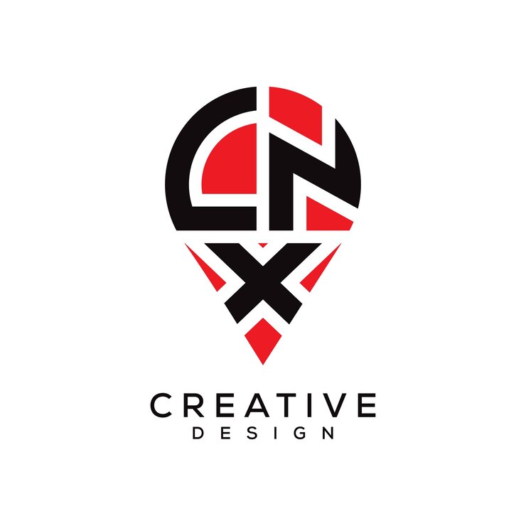 Vector lnx letter location shape logo design