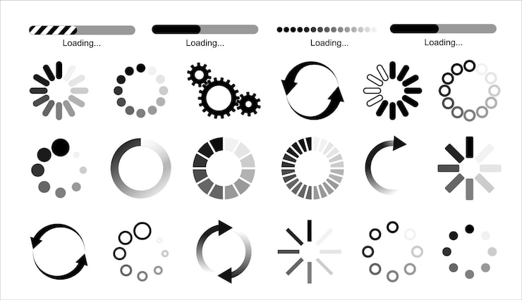 Vector load icon loading circle website buffer loader or preloader vector download or upload status icon