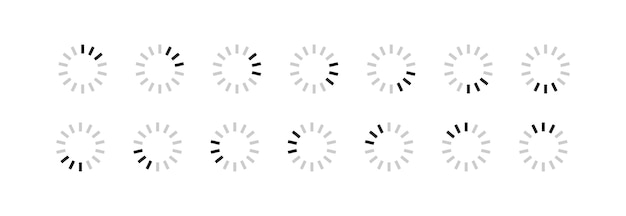 Load icon set Loading circle symbol Progress button sign Download bar concept isolated illustration in vector flat