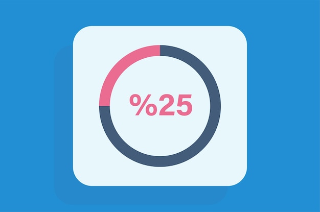 Load status icon and process the data circle percentage diagram flat vector illustration