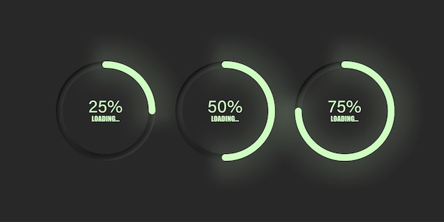 Вектор Круговой неоморфный индикатор загрузочной панели. процесс загрузки света в современном стиле неоморфсим. векторная иллюстрация