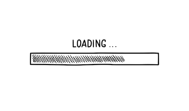 Loading bar doodle element. hand drawn line sketch style. slow download speed, progress status, internet load bar concept. isolated vector illustration.