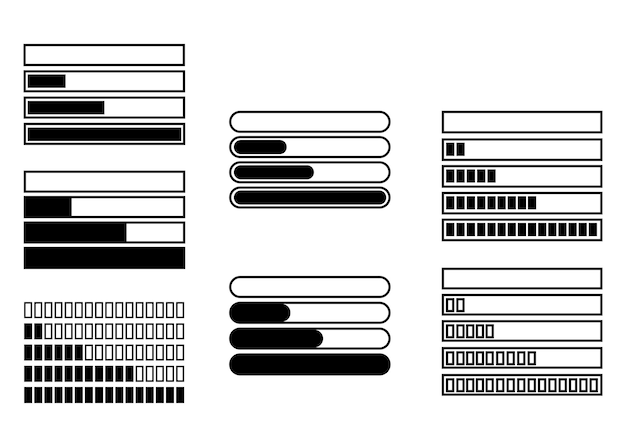 Loading bar icon set progress ui for app web simple design flat style vector illustration isolated