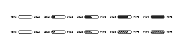 2023년부터 2024년까지 표시기로 설정된 로드 막대 아이콘 벡터 EPS 10