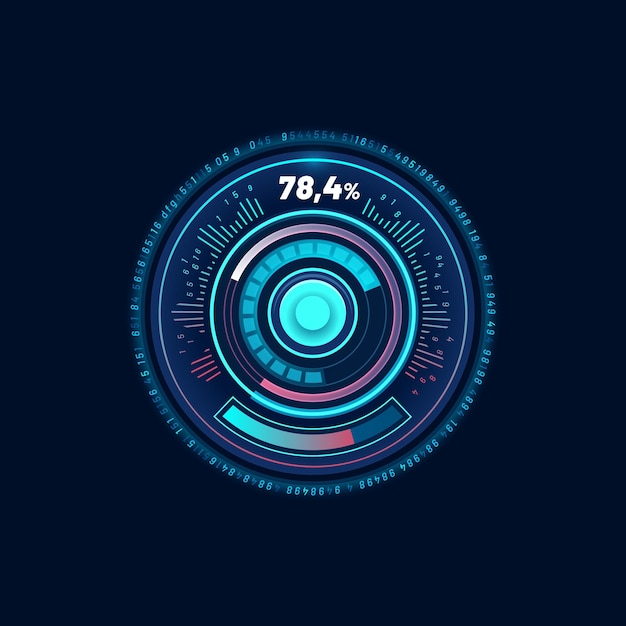 装载杆 neon dial 汽车速度计仪仪表板未来计数器界面 应用用户界面装载进展向量屏幕下载状态显示或 UI 杆未来数字计速器