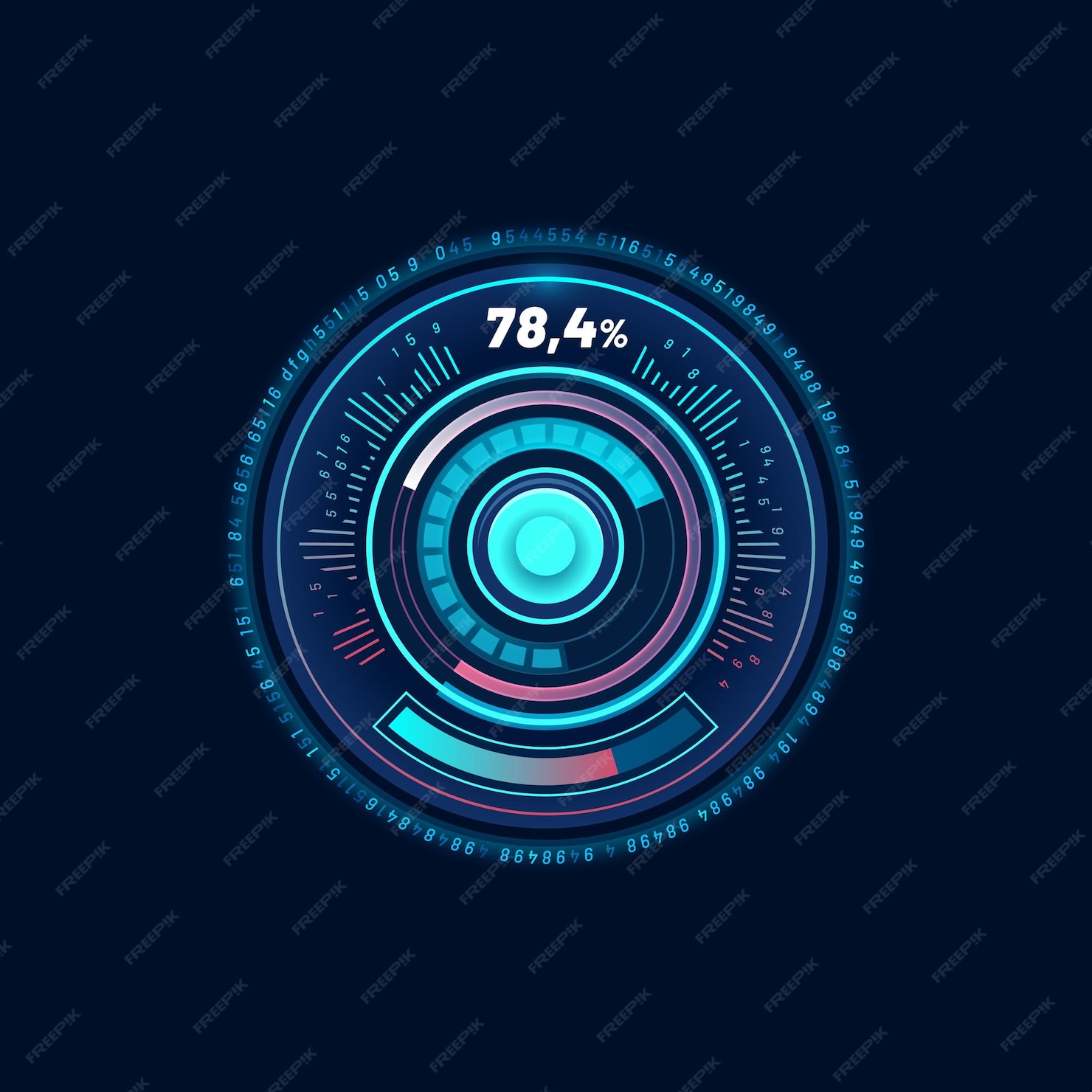 Premium Vector Loading bar neon dial car speed gauge dashboard futuristic counter interface