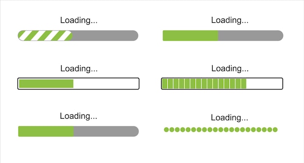 Loading bar progress icons load sign green vector illustration system software update and upgrade co...