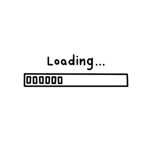 Loading bar, status and progress doodle element. Sketch, hand drawn style. Vector illustration.